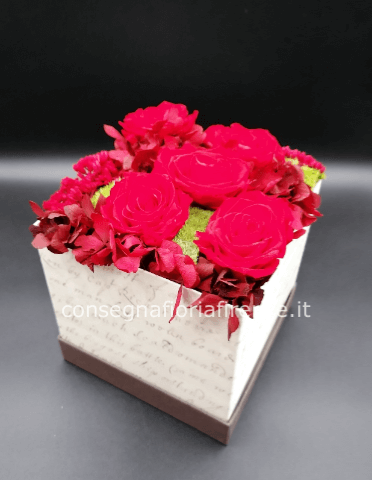 Flowerbox quadrata con 5 rose rosse stabilizzate » Fiorista a Firenze,  consegna fiori a Firenze, Lastra a Signa, Signa, Scandicci