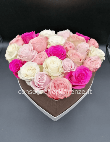 Flowerbox Cuore grande con Rose miste