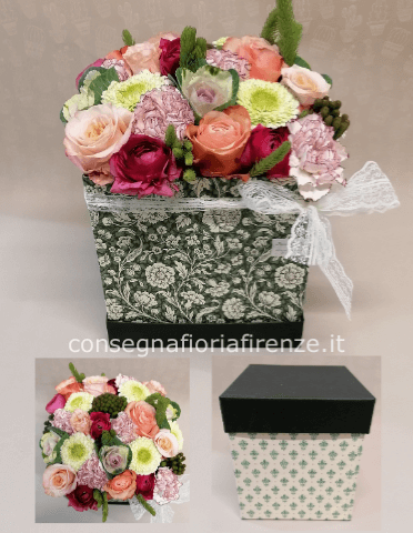 Flowerbox cubo 20x20 con fiori misti di stagione